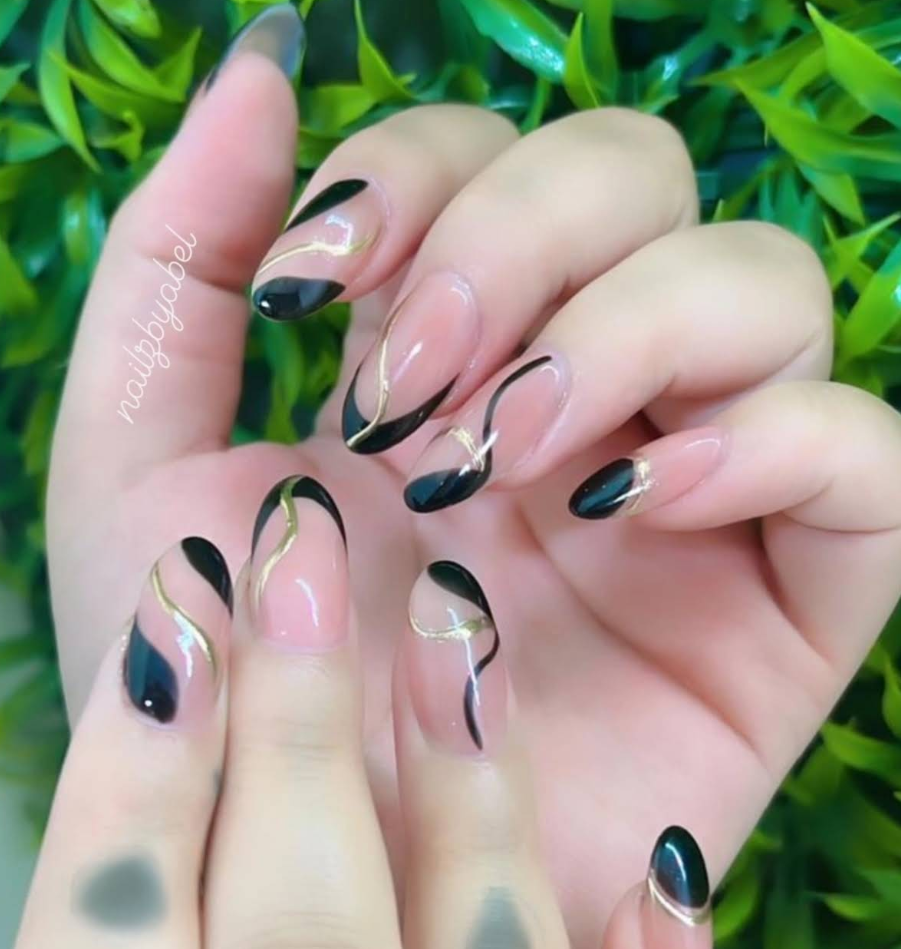 Noir & Gold Abstract Swirls