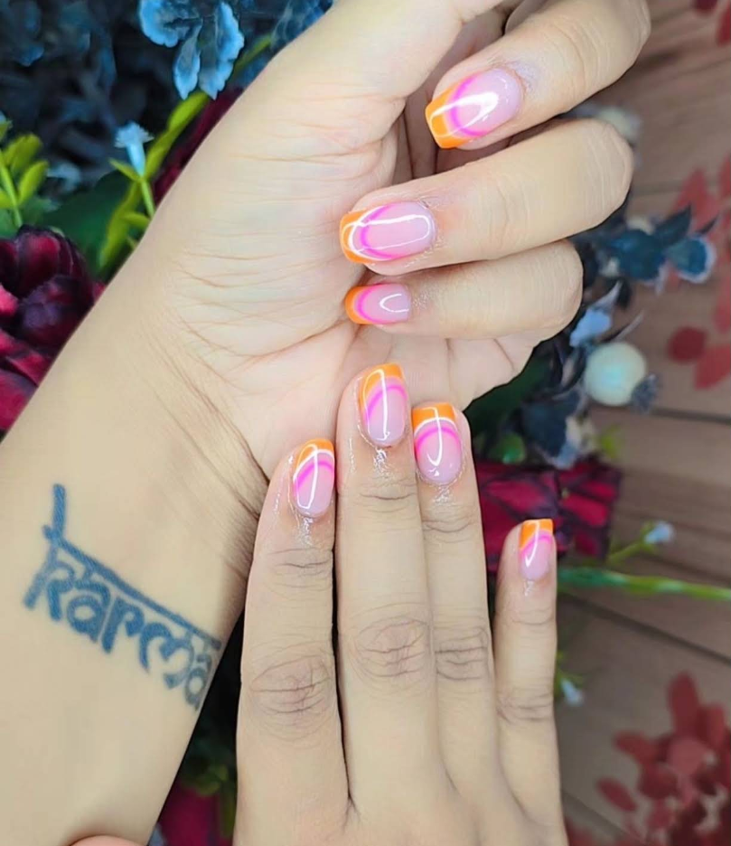 Neon Orange Pink Swirls